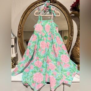 Lilly Pulitzer Pink and Green Floral Kids Dress